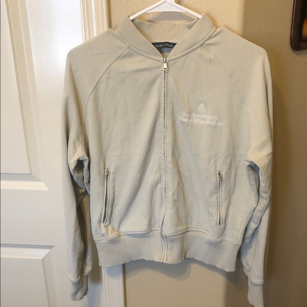 Light Beige Zip-Front Sweater